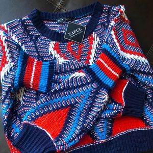 Aztec Zaful Crop Sweater w/ balloon sleeves